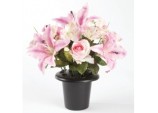 Grave Vase Container - Black/Pink/White