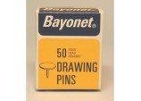 50 Drawing Pins, Solid Head Brassed - 10mm