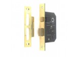 3 Lever Sash Lock Brass Plated with 4 Keys - 63mm