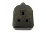 13A, Rubber Trailing Socket Black to BS1363/A - Bubble Packed