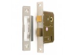 3 Lever Sash Lock Nickel Plated with 2 Keys - 75mm