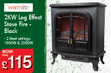 2KW Log Effect Stove Fire - Black – Now Only £115.00