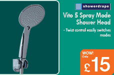 Vito 5 Spray Mode Shower Head – Now Only £15.00